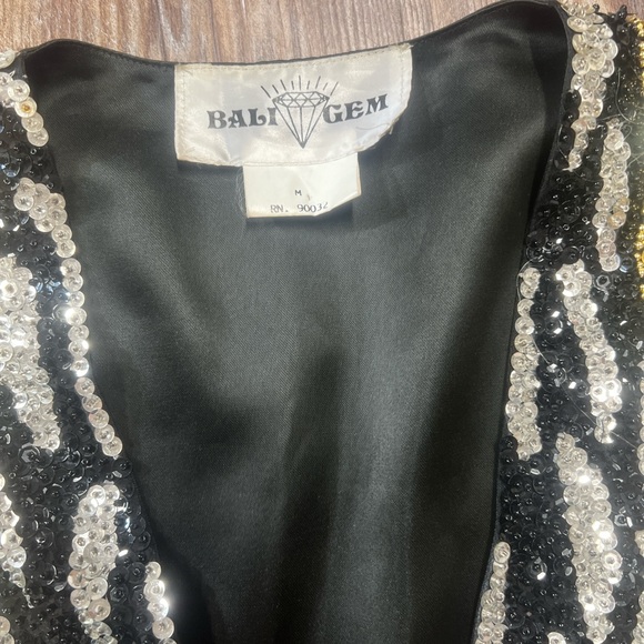 Vintage Black and gold sequin vest with tassels - Picture 3 of 5